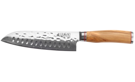 Couteau santoku alvéolé 18cm Damas Olive 10Cr