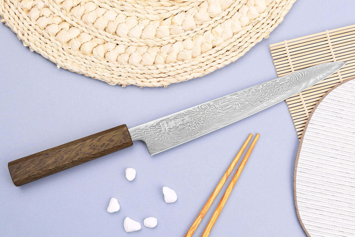 Couteau sujihiki japonais artisanal Unagi AUS10 24cm