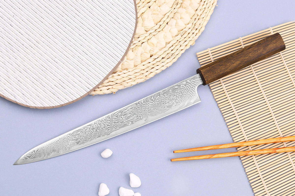 Couteau sujihiki japonais artisanal Unagi AUS10 24cm