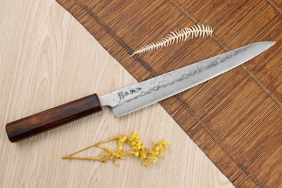 Couteau sujihiki japonais artisanal 24cm Yoshi G3