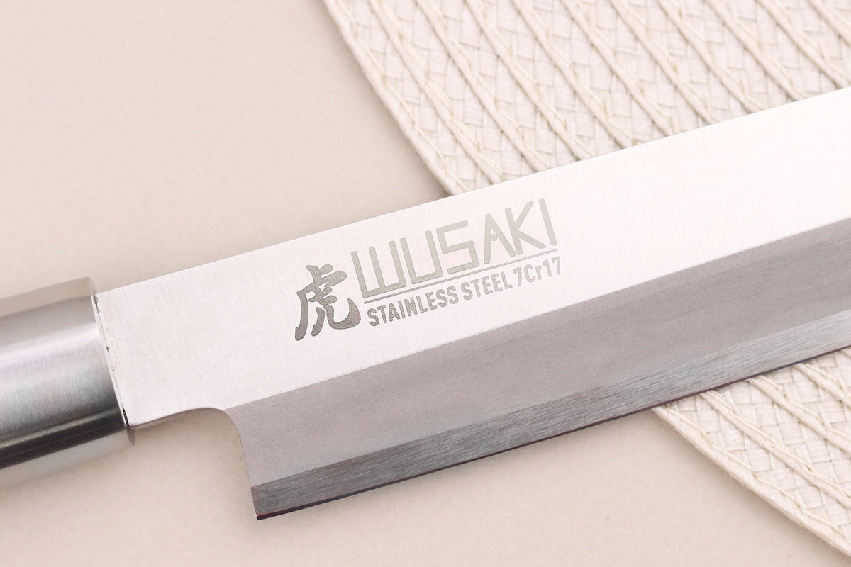 Wusaki Olive 7Cr Yanagiba Knife Olive Wood Handle 24cm + Saya