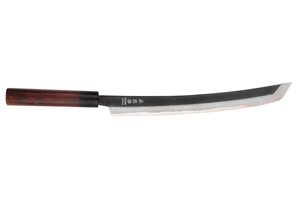 Couteau japonais artisanal Wusaki Sakimaru BS1 lame San Maï 30cm
