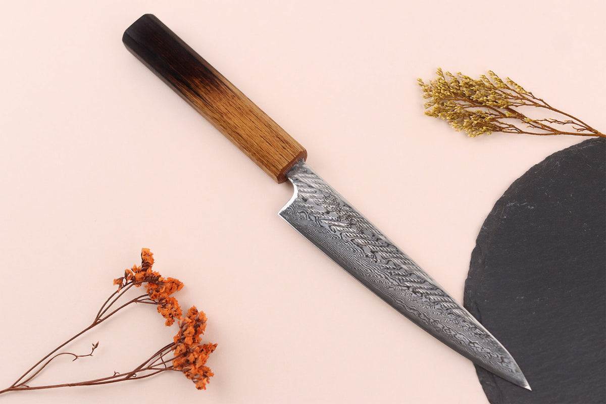 Couteau tout usage 13,5 cm japonais artisanal Wusaki Nawame AUS10 damas - Wusaki