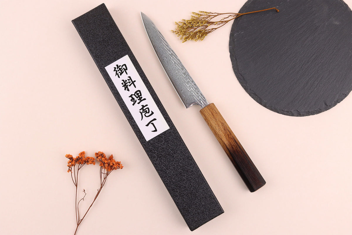 Couteau tout usage 13,5 cm japonais artisanal Wusaki Nawame AUS10 damas - Wusaki