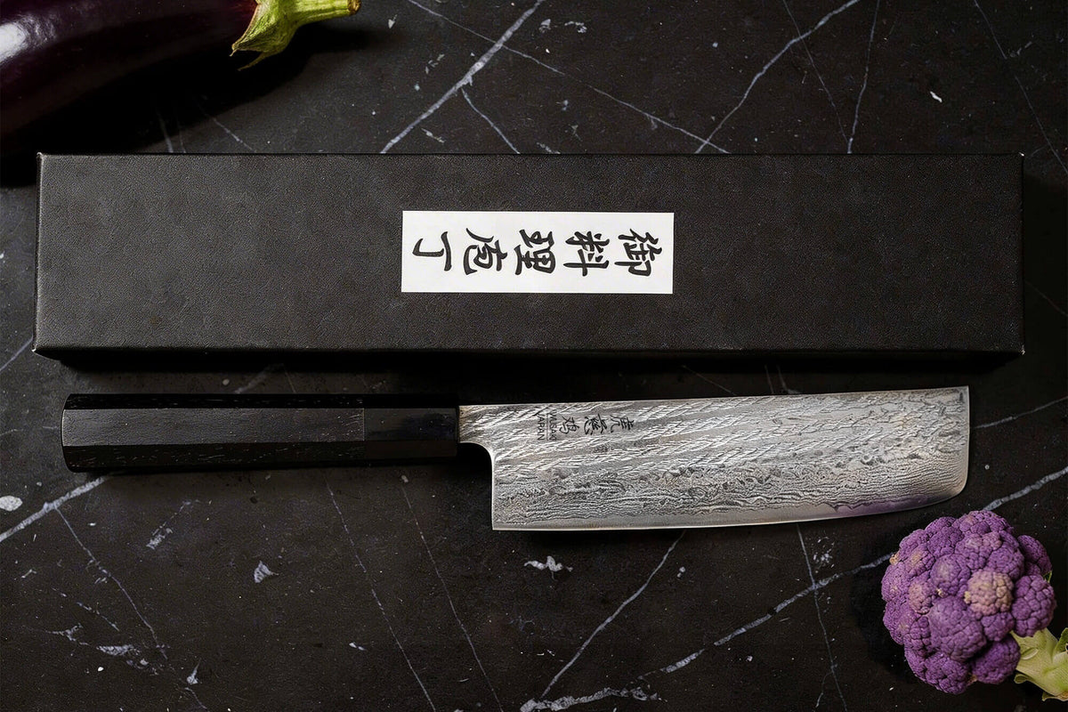 Handcrafted Japanese Nakiri Knife 16.5cm Kuronawa G3 Damascus