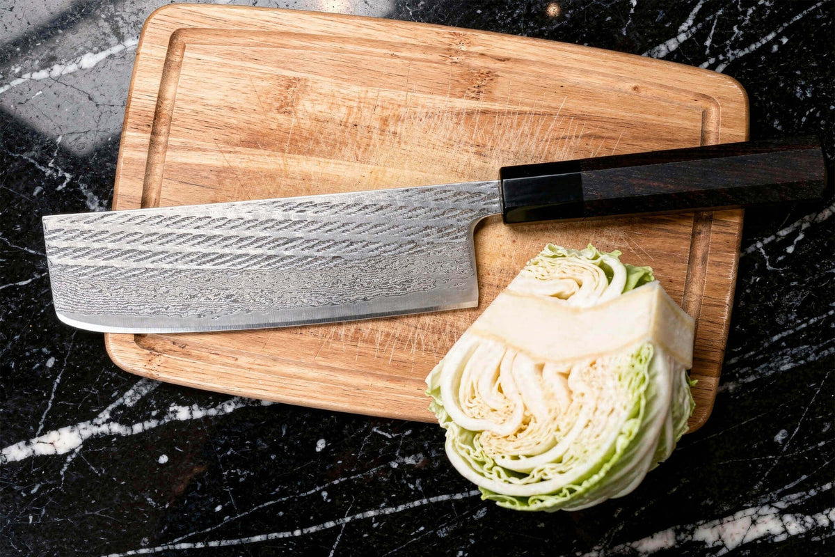 Handcrafted Japanese Nakiri Knife 16.5cm Kuronawa G3 Damascus
