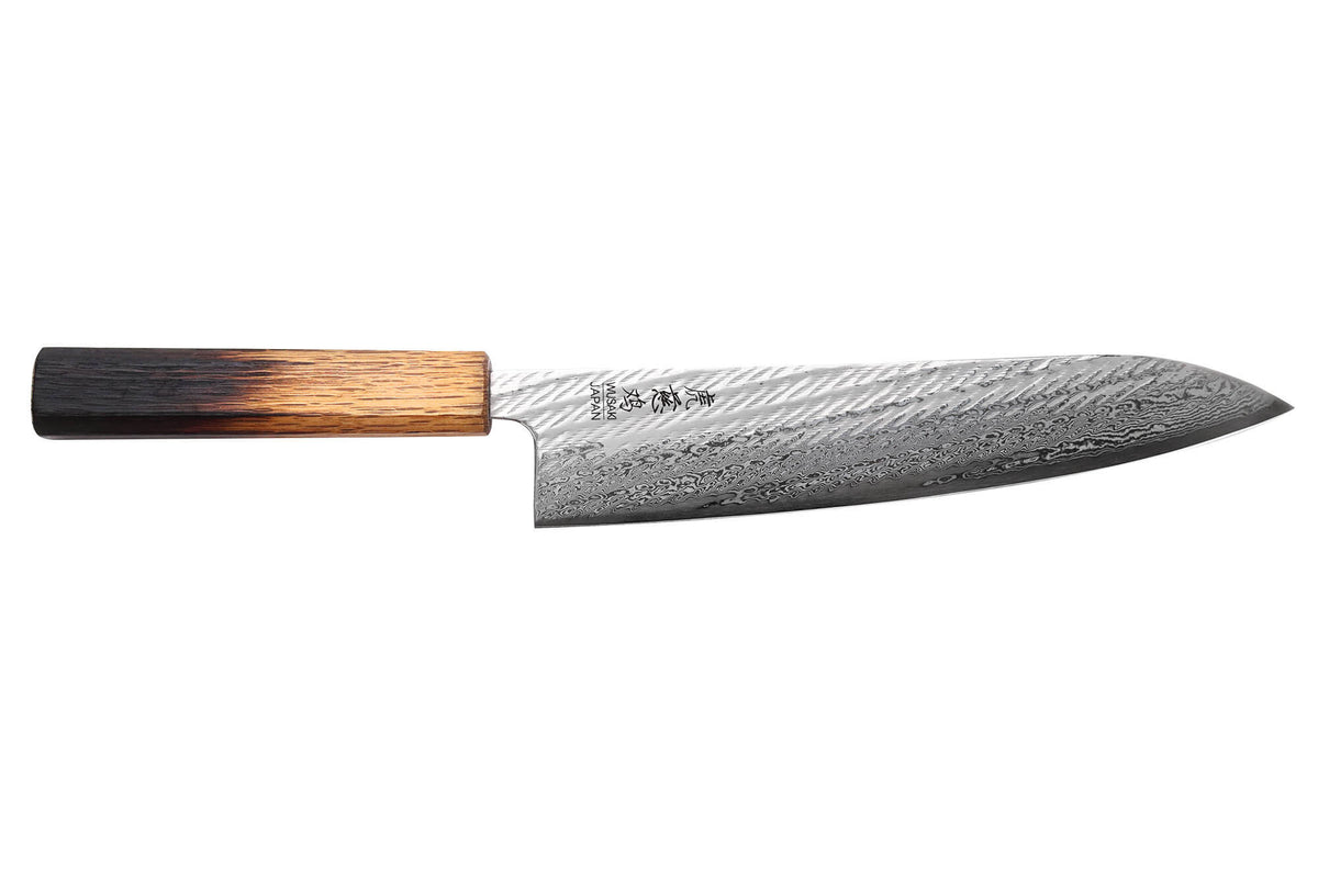 Couteau de cuisine japonais 21 cm artisanal Wusaki Nawame AUS10 damas - Wusaki