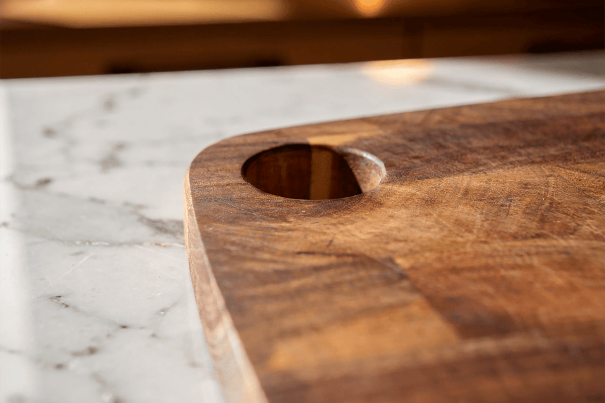 Cutting Board with Hanging Hole 35x24cm Acacia Checkerboard