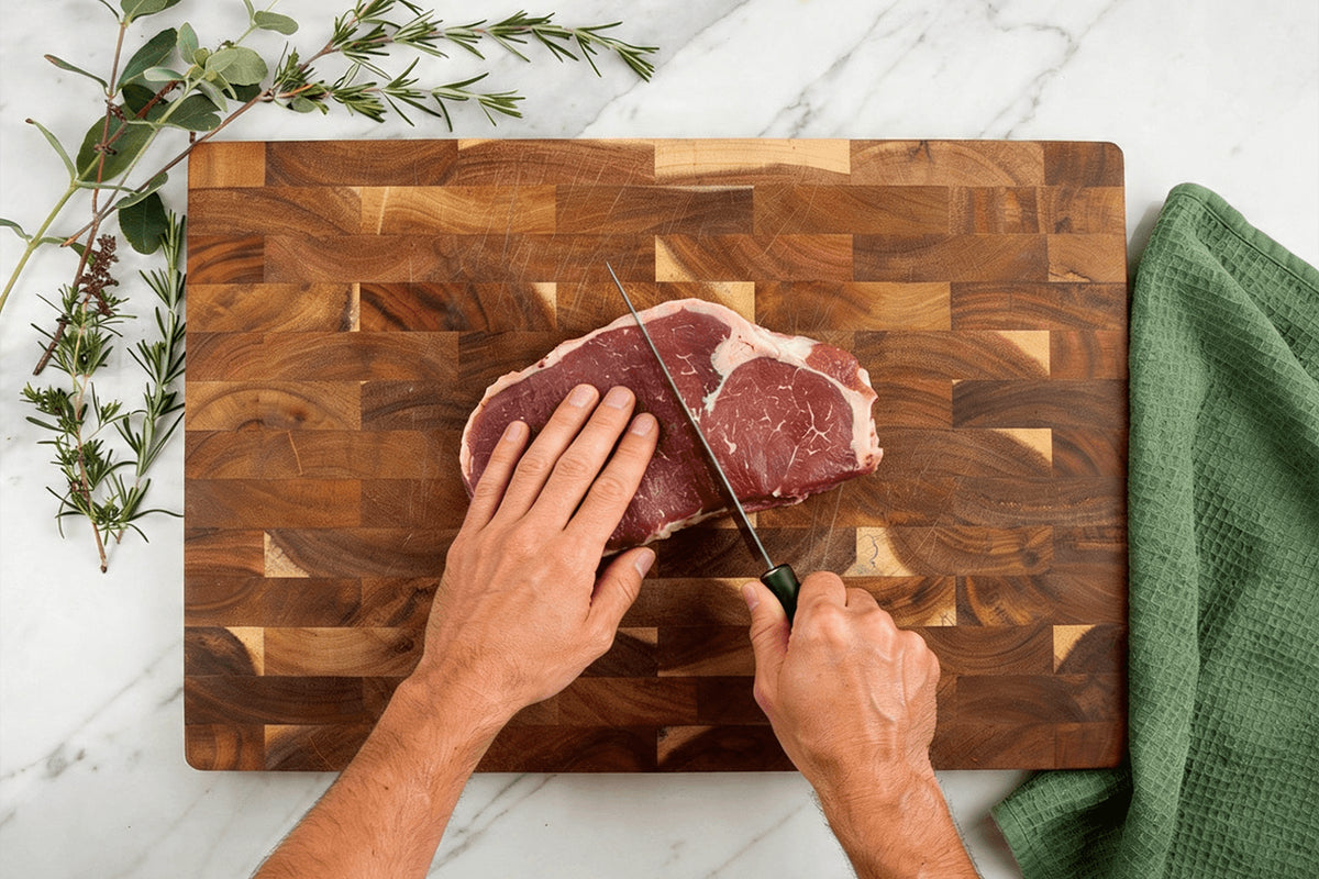 Kitchen Butcher Block with Recessed Handles 43x30.5cm Acacia Checkerboard