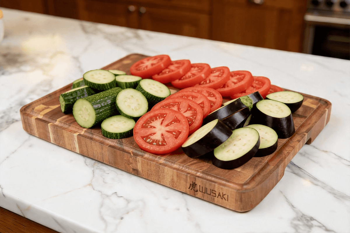 Cutting Board with Recessed Side Handles 35x25cm Acacia Checkerboard