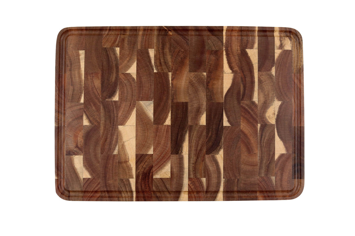 Cutting Board with Recessed Side Handles 35x25cm Acacia Checkerboard