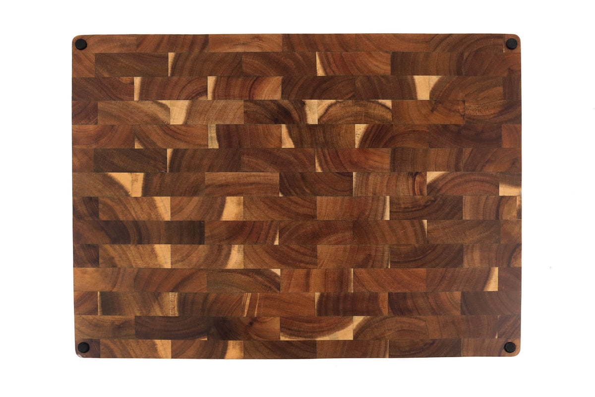 Billot de cuisine réversible avec 8 patins 48x35cm en acacia damier