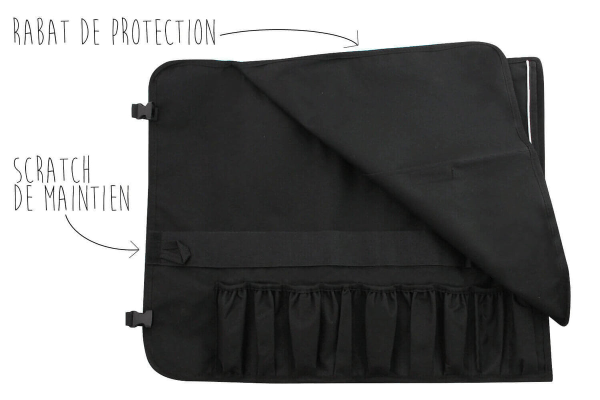 Empty Chef's Knife Roll 9 Slots + 2 Storage Pockets