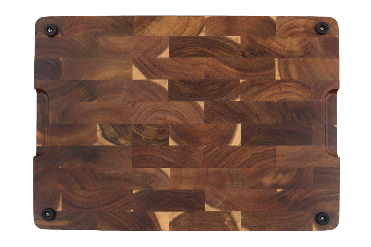 Cutting Board with 4 Feet and Recessed Handles 40x28.5cm Acacia Checkerboard