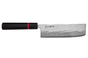Handcrafted Japanese Nakiri Knife 16.5cm Nawame Ebony AUS10 Damascus