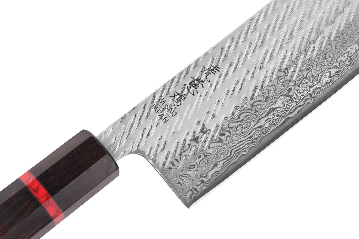 Couteau nakiri 16,5cm japonais artisanal Nawame Ébène AUS10 damas
