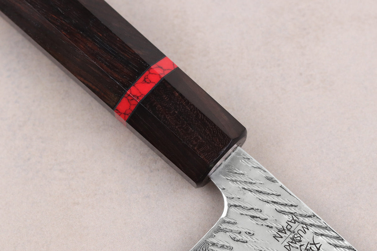 Handcrafted Japanese Nakiri Knife 16.5cm Nawame Ebony AUS10 Damascus