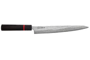 Couteau sujihiki 24cm japonais artisanal Nawame Ébène AUS10 damas