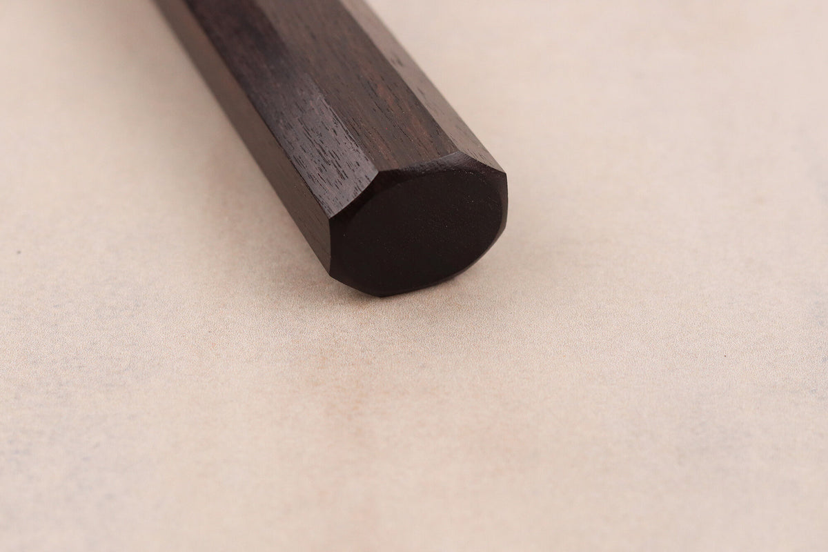Couteau sujihiki 24cm japonais artisanal Nawame Ébène AUS10 damas