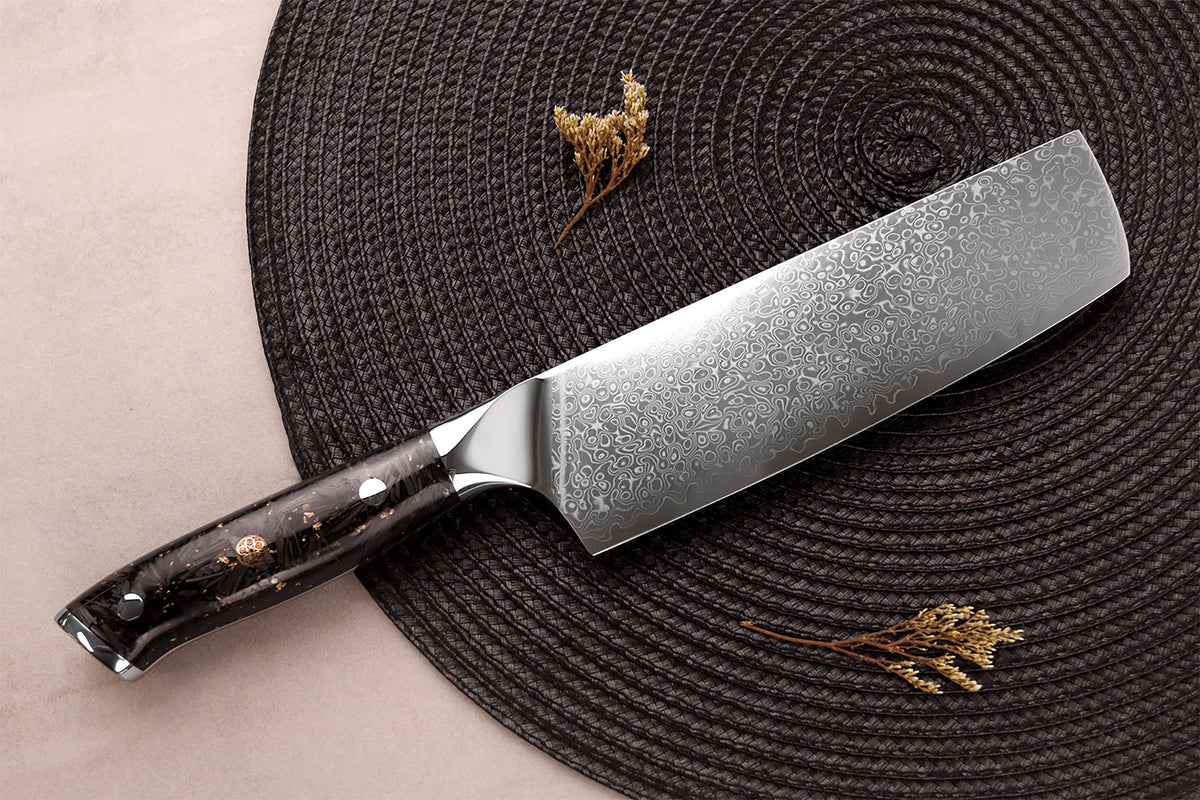 Sakin Damascus 10Cr Nakiri Knife 17cm