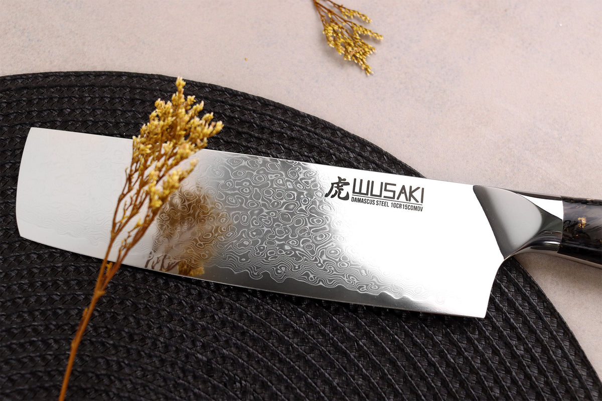 Sakin Damascus 10Cr Nakiri Knife 17cm