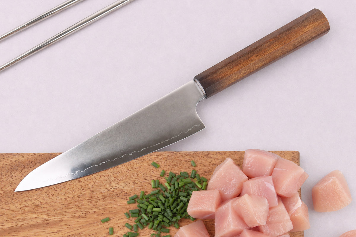 Couteau ko santoku japonais artisanal Wusaki Hikari SLD 15cm