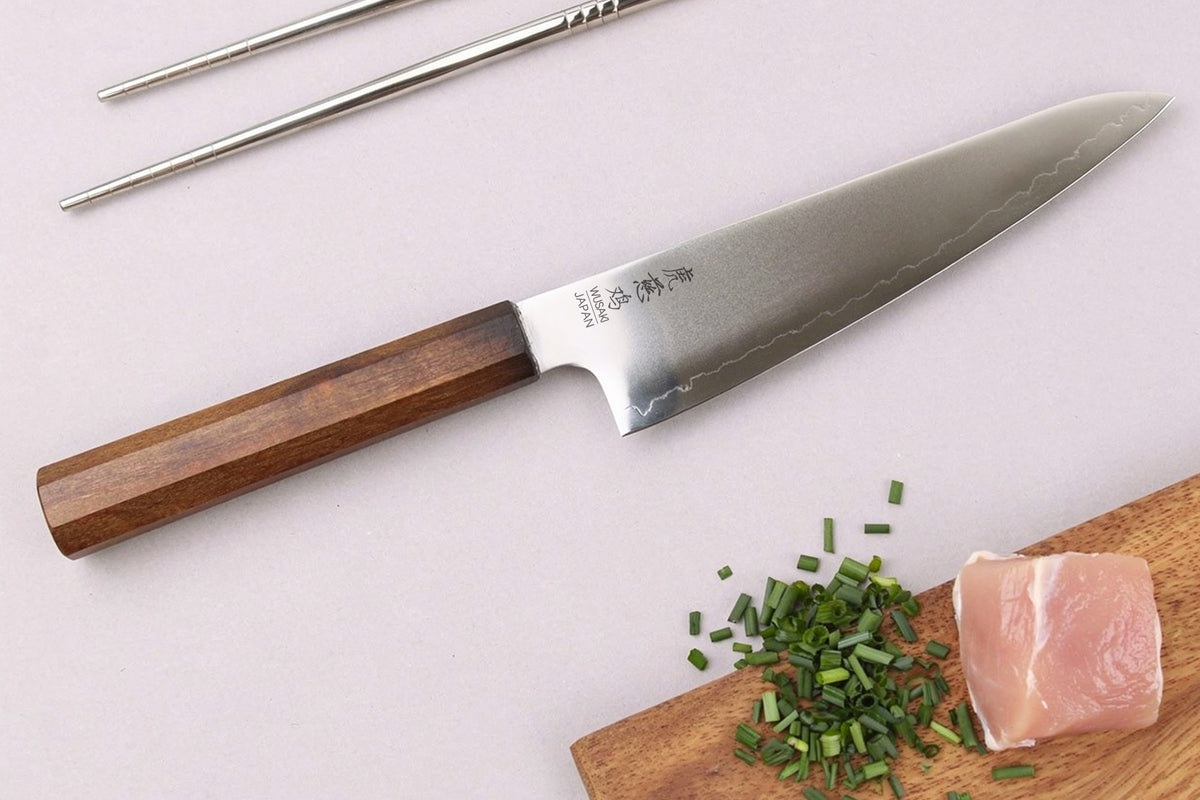 Couteau ko santoku japonais artisanal Wusaki Hikari SLD 15cm