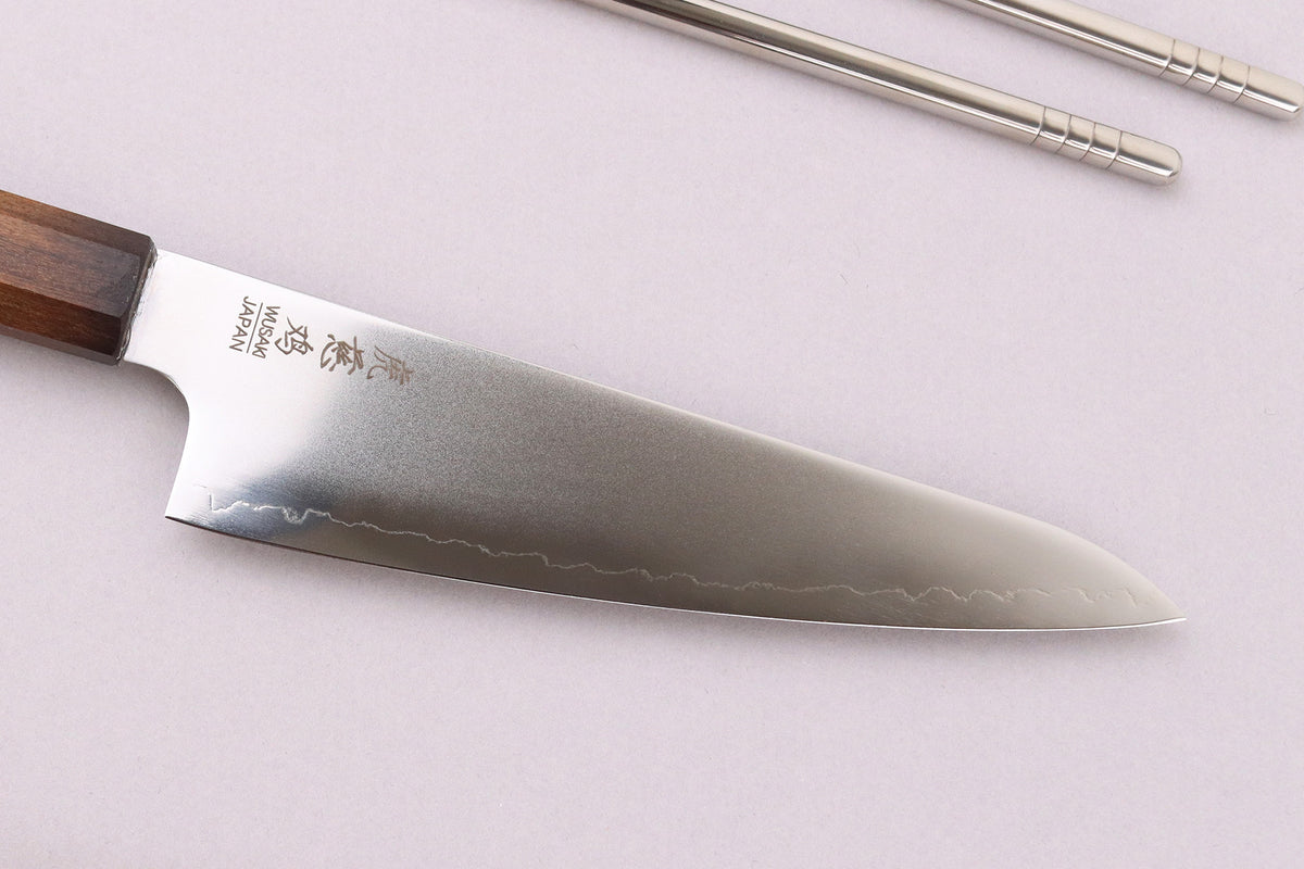 Couteau ko santoku japonais artisanal Wusaki Hikari SLD 15cm
