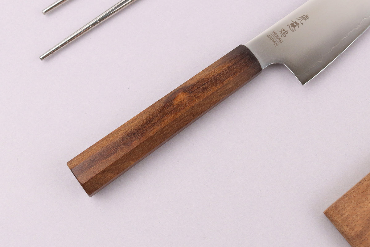 Couteau ko santoku japonais artisanal Wusaki Hikari SLD 15cm