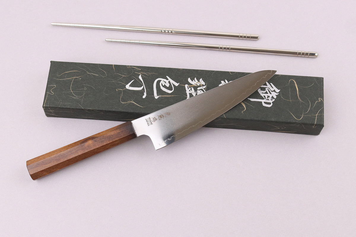 Couteau ko santoku japonais artisanal Wusaki Hikari SLD 15cm