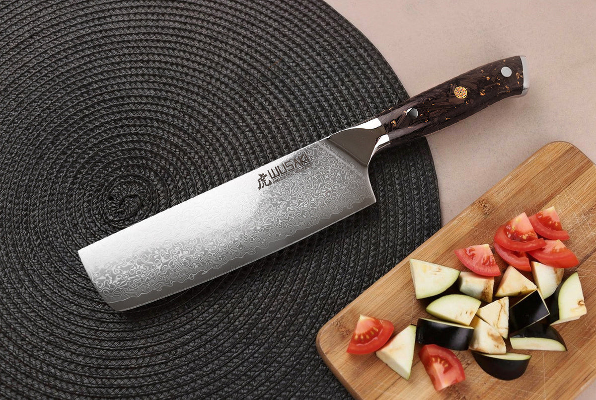 Sakin Damascus 10Cr Nakiri Knife 17cm