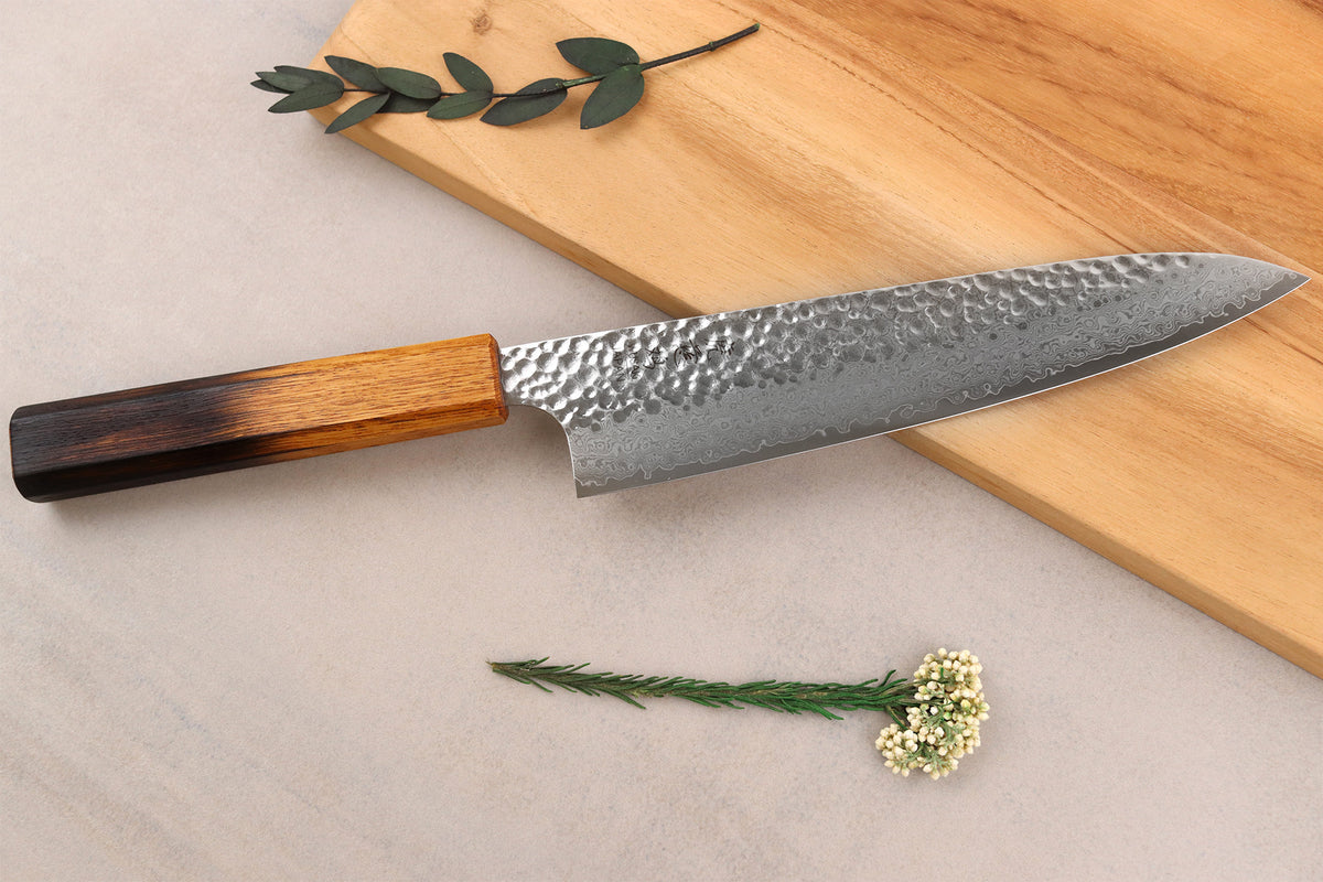 Couteau japonais artisanal Yaketa VG10 damas chef 20cm