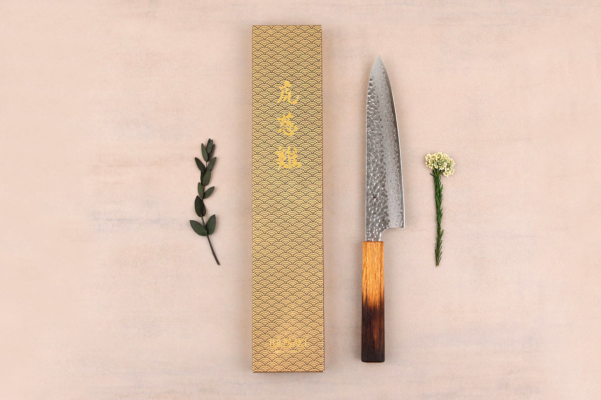 Couteau japonais artisanal Yaketa VG10 damas chef 20cm