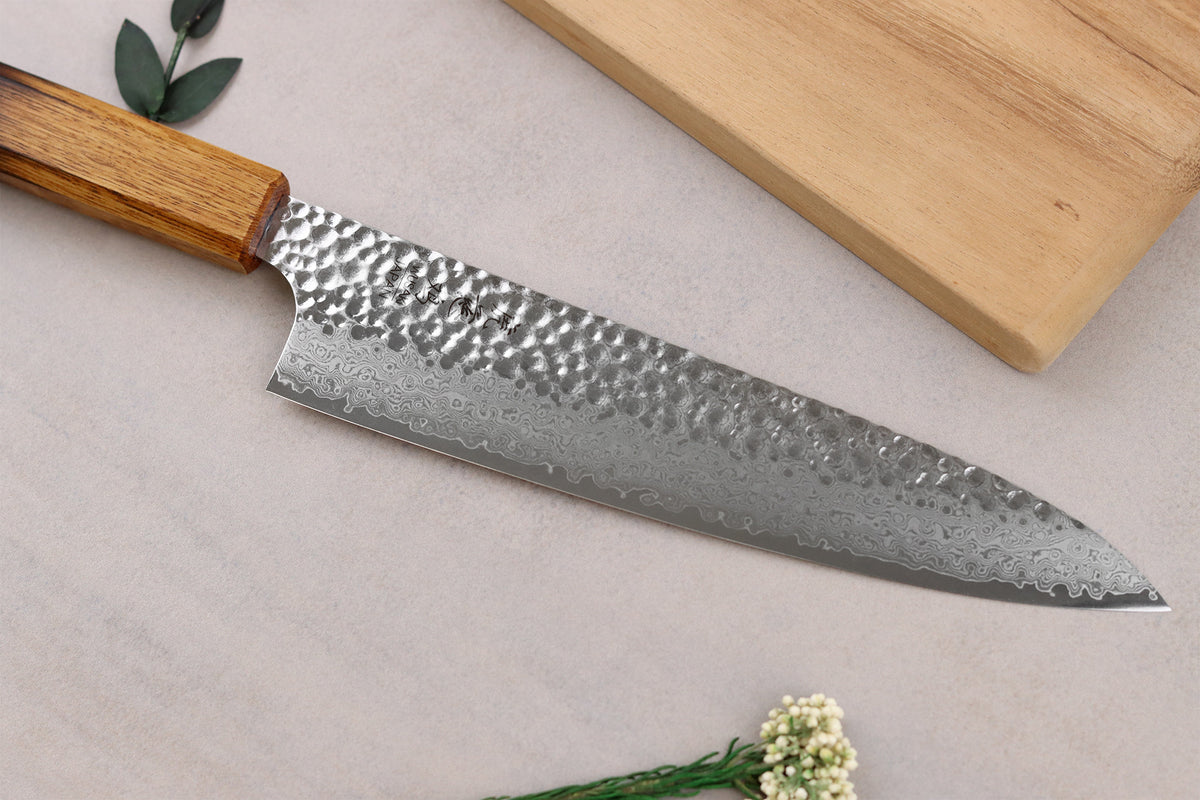 Couteau japonais artisanal Yaketa VG10 damas chef 20cm