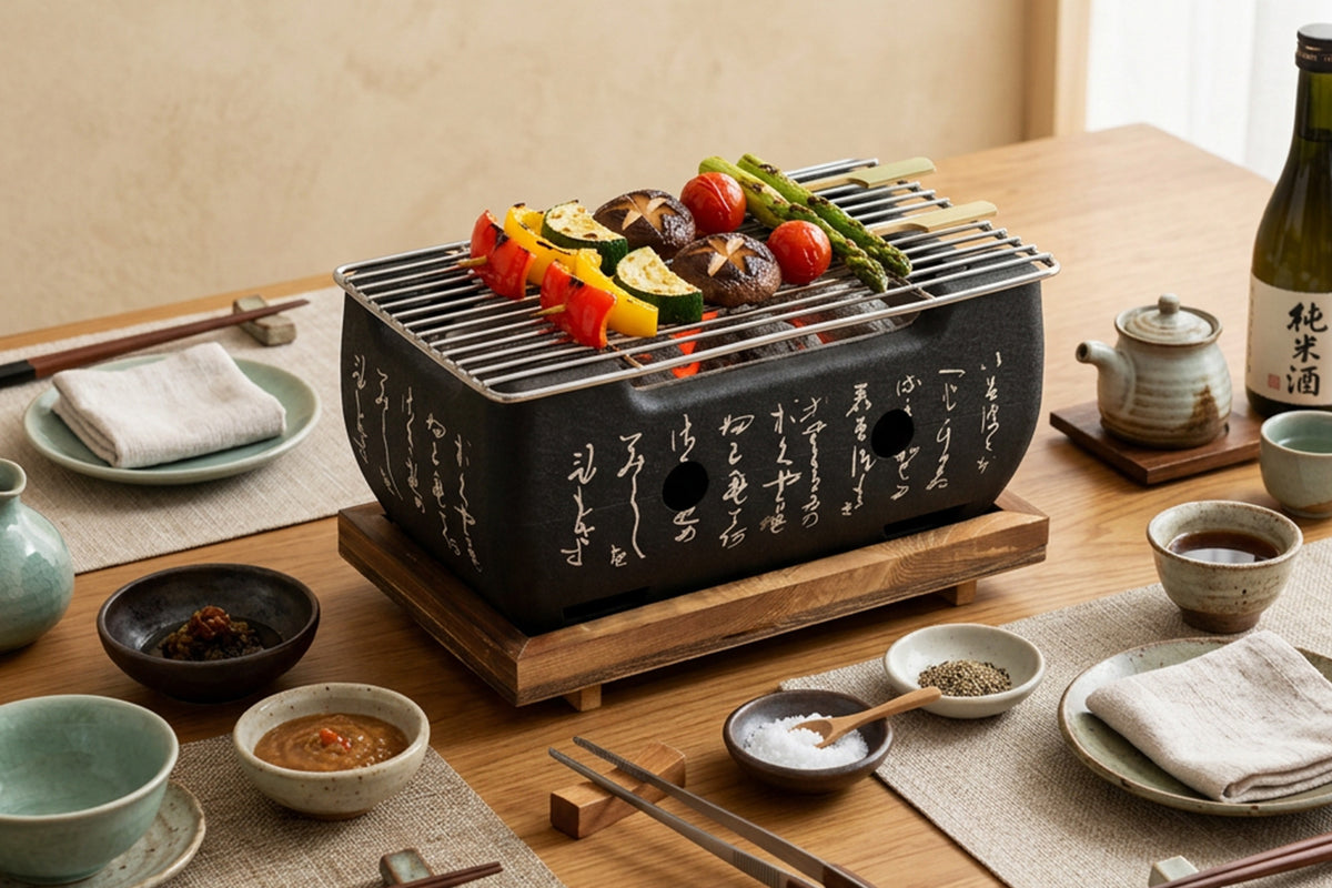 Grill de table Wusaki japonais 24x12,5 cm charbon de bois - Wusaki