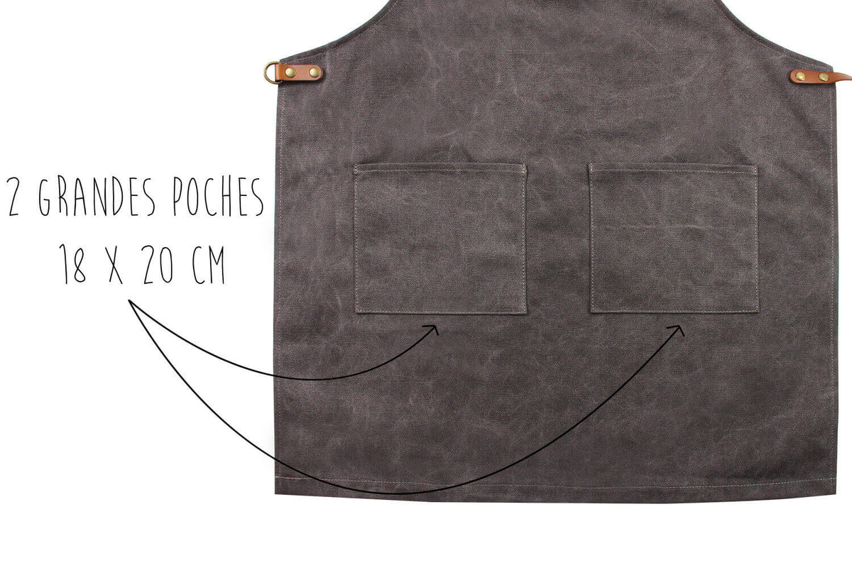 Wusaki Kitchen Apron Grey Canvas and Leather
