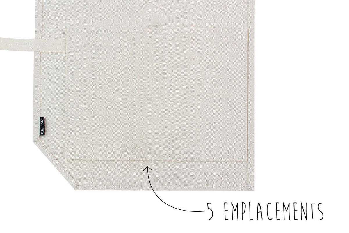 Trousse de cuisinier traditionnelle vide 5 places en toile de coton beige