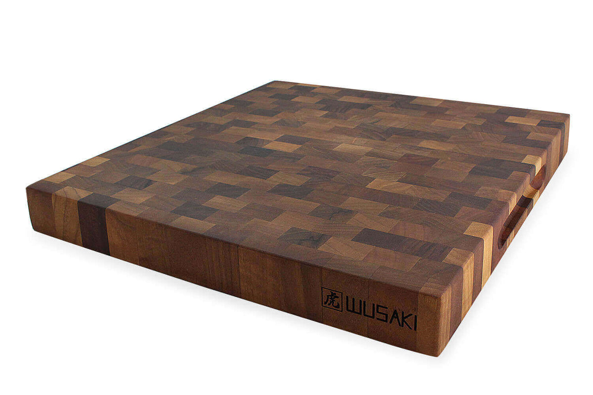 Kitchen Butcher Block 35x35cm Walnut Checkerboard Effect