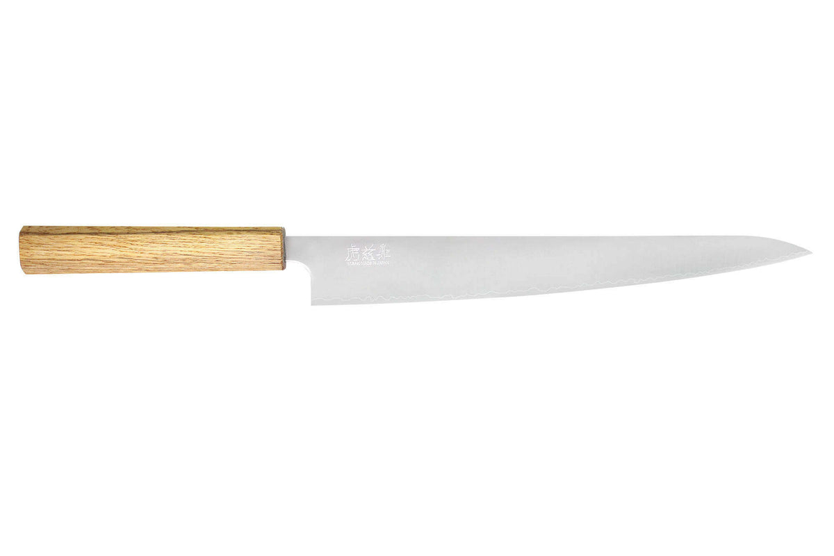 Couteau japonais artisanal Wusaki Migaki G3 sujihiki 27cm