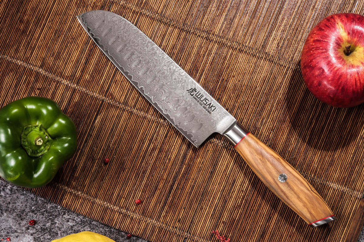Couteau damas Wusaki Fujiko 10CR santoku lame 18cm