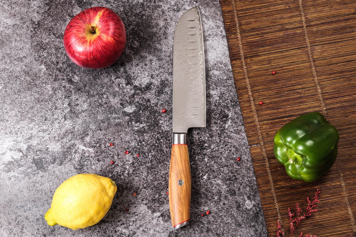Couteau damas Wusaki Fujiko 10CR santoku lame 18cm