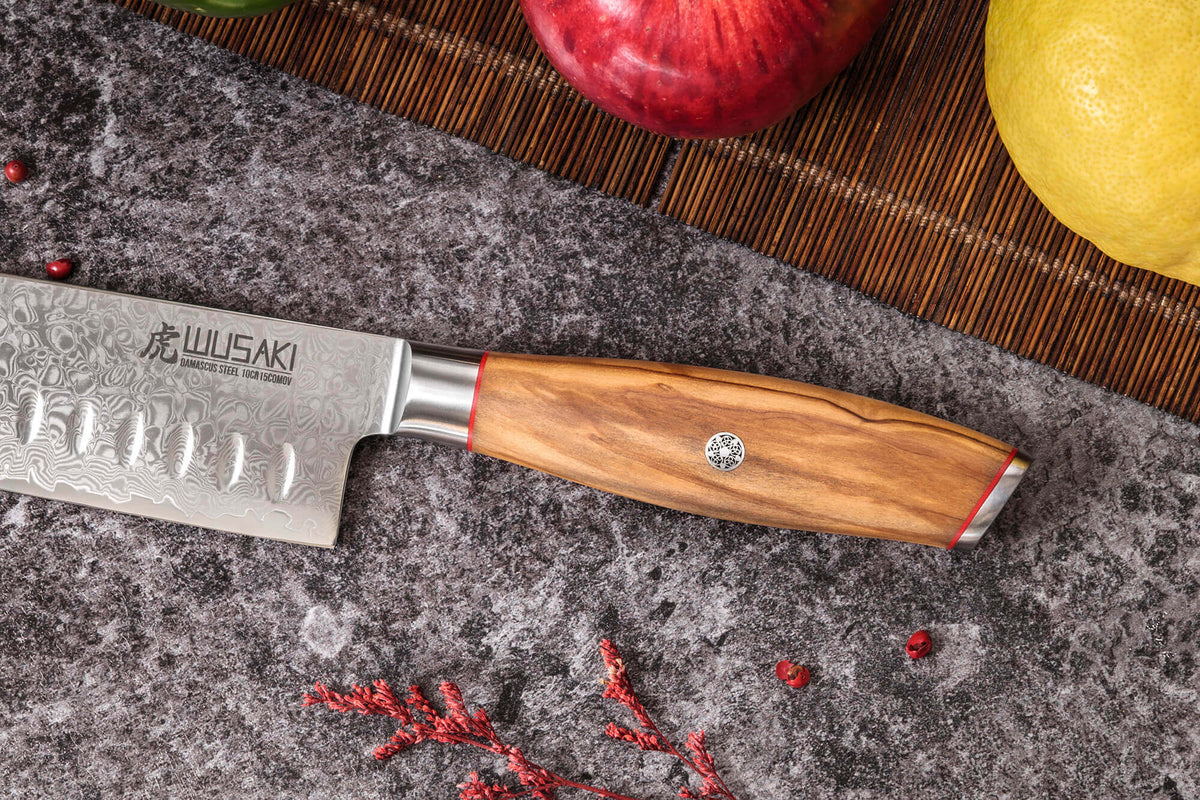 Couteau damas Wusaki Fujiko 10CR santoku lame 18cm