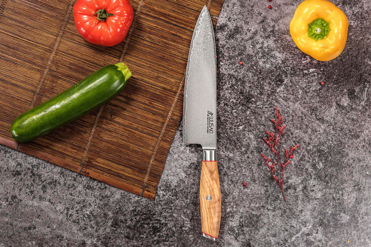 Couteau damas Wusaki Fujiko 10CR chef lame 20cm
