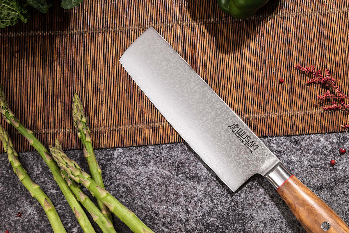 Damascus Knife Wusaki Fujiko 10CR Nakiri Blade 17cm