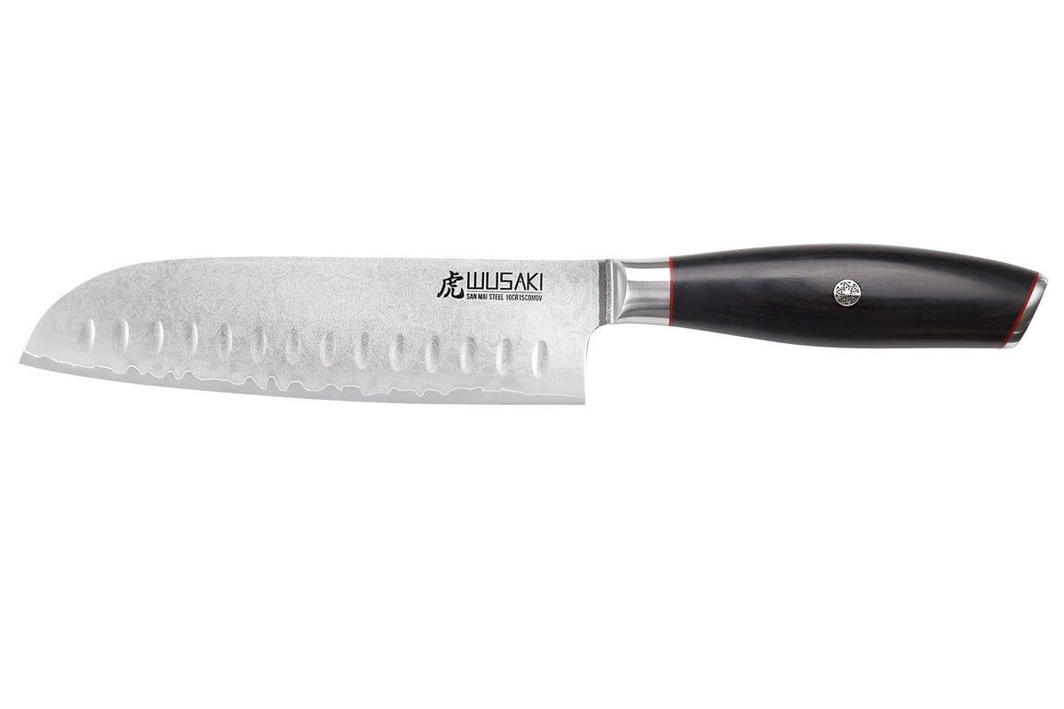 Couteau santoku Wusaki Fujiko Black 10CR lame San Mai 18cm
