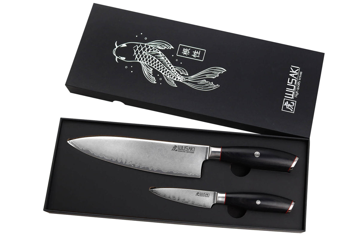 Coffret couteaux Wusaki Fujiko Black 10CR lame San Mai - Chef + Office