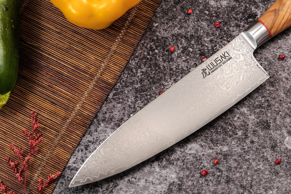 Wusaki Fujiko 10CR Damascus Knife Gift Set Chef + Paring + Utility
