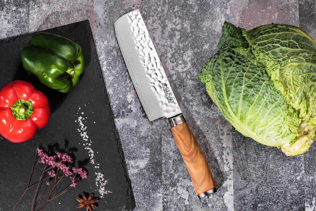 Couteau Nakiri 17cm Damas Olive 10Cr