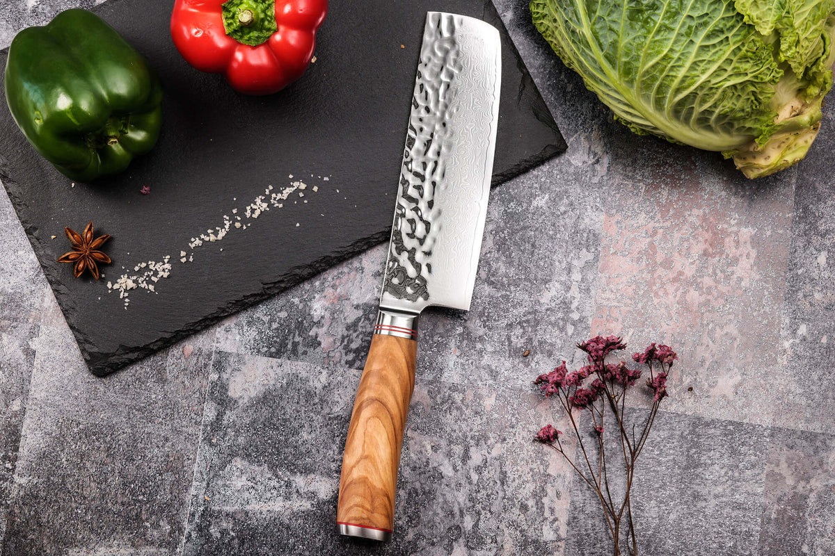 Couteau Nakiri 17cm Damas Olive 10Cr