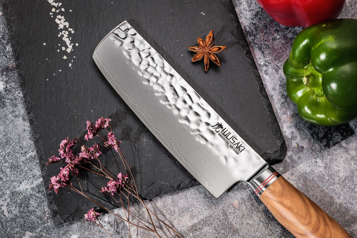Couteau Nakiri 17cm Damas Olive 10Cr